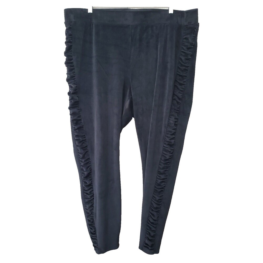 Torrid Black Full Length Signature Waist Velour Ruched Side Leggings Size 4 (4X)